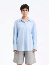 Aalyst Women's Minimalist Solid Color Elegant Casual Business Comfortable Loose Raglan Long Sleeve Shirt, Spring/Autumn